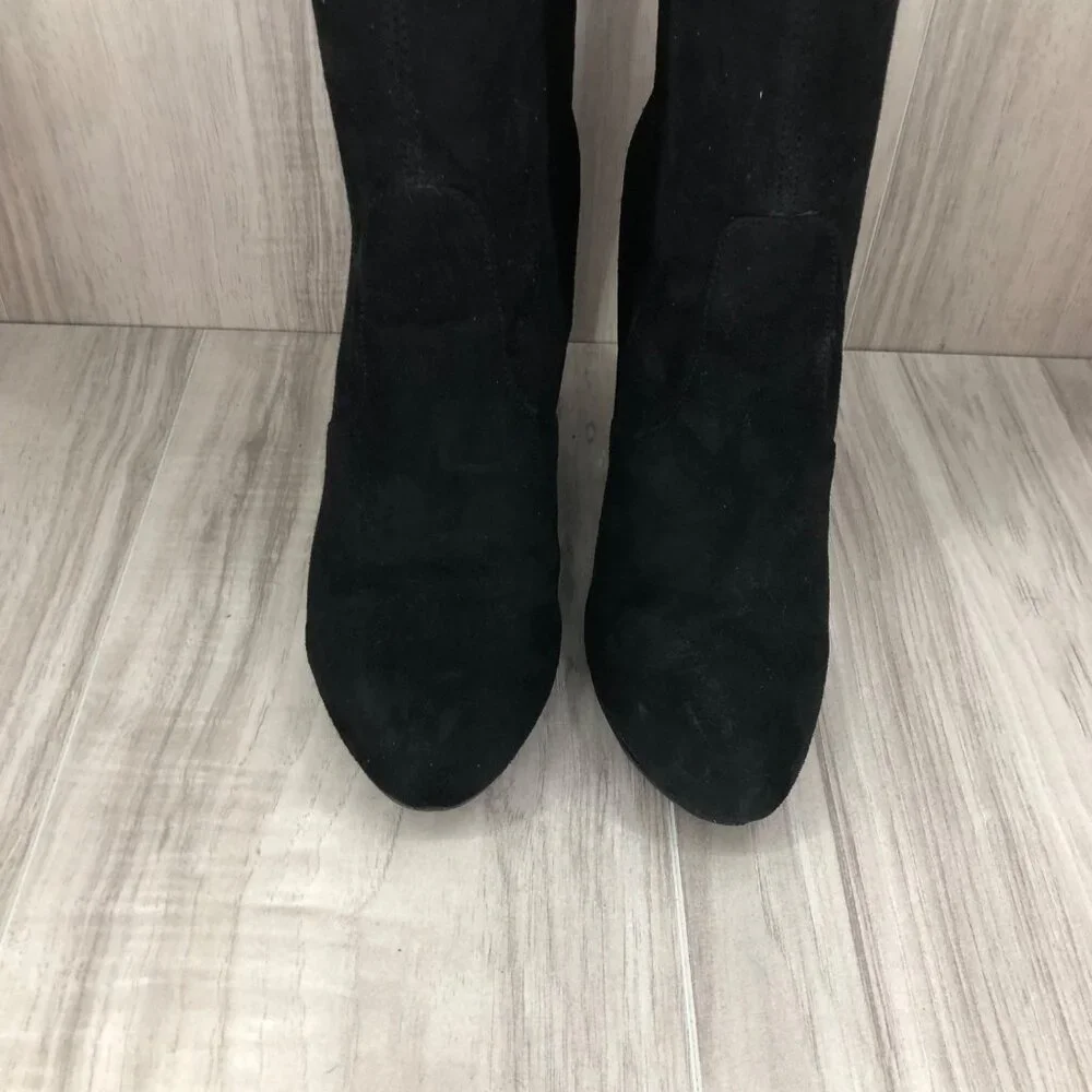 Steve Madden OTK Boots Womens 8.5M Black Faux Suede Pull On Over The Knee